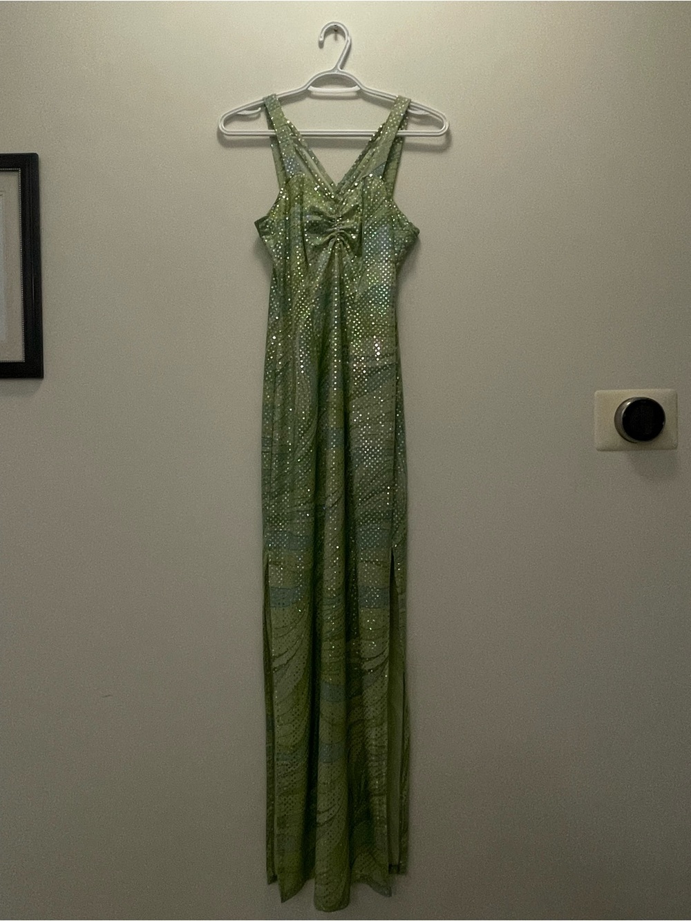 Handmade Green Sequin Sparkle Maxi Dress